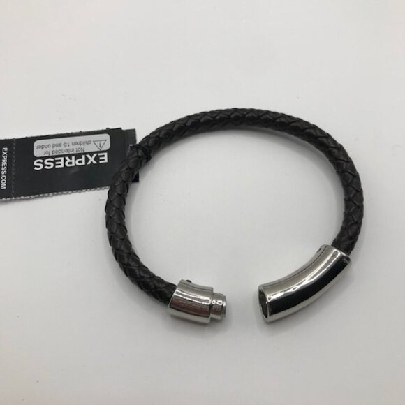 3/$25 Express Leather Braided Magnetic Bracelet-Brown Band- Stocking Stuffer - Picture 3 of 12